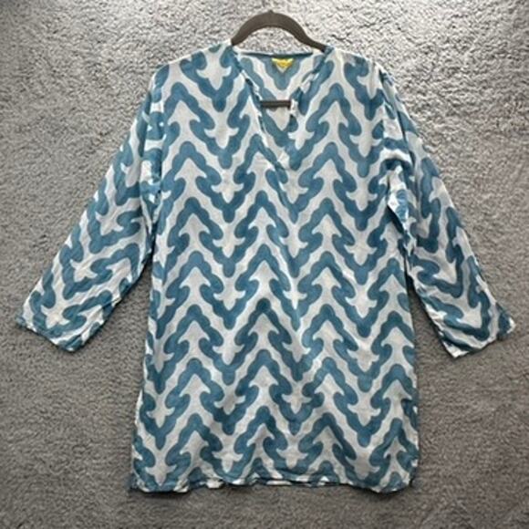 Roberta Roller Rabbit Tops - Roberta Roller Rabbit Large Lightweight Cotton Coverup Beads Beach Vacation Pool